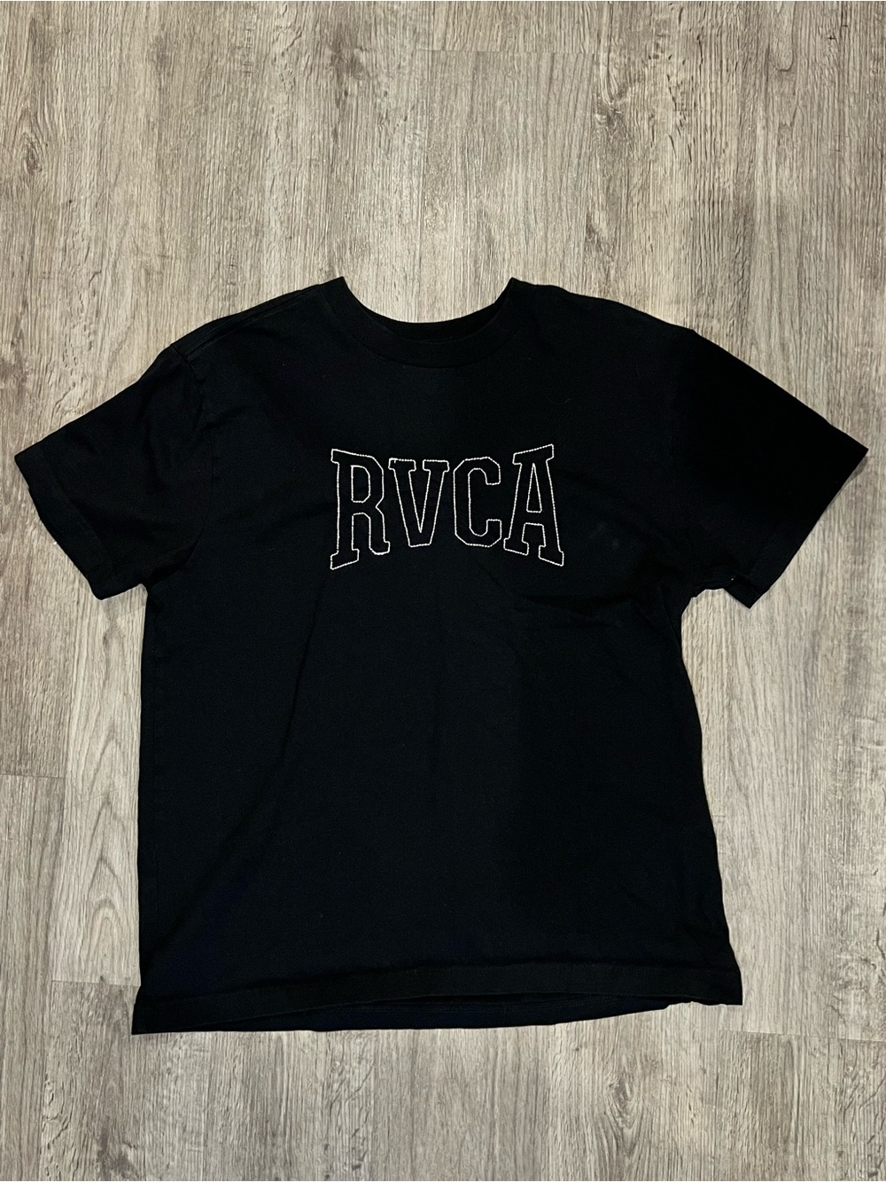 RVCA Black Short Sleeve Stitched Logo Tee